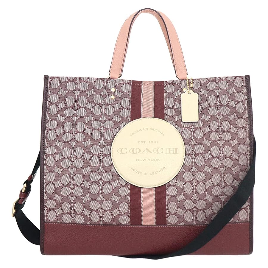 COACH —コーチ トートバッグ ハンドバッグ ジャガード レザーピンク